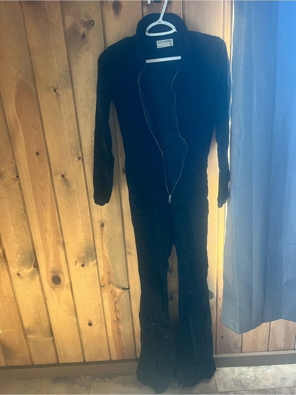 We The Free Jayde Corduroy Flare Black Long Sleeve Jumpsuit Free People